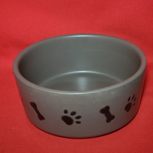 Ceramic Pet Dog Cat Bowl Paw Bone Pattern - Picture 5 of 9